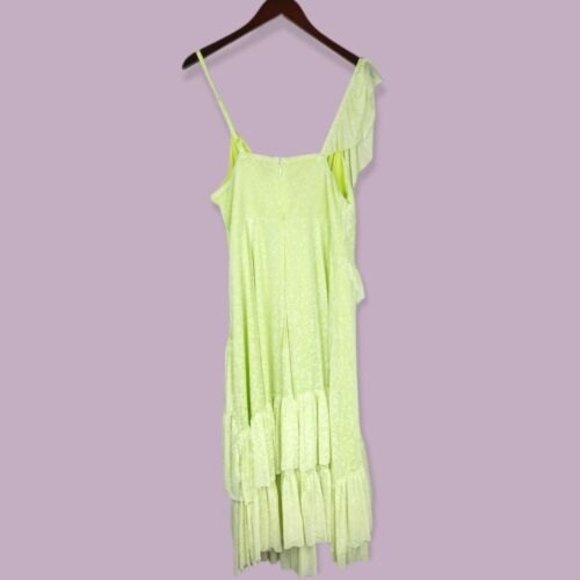 Torrid 1 Womens Yellow Floral Mesh Ruffle Midi Dress Size 1X - Picture 7 of 12